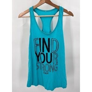 Fitness Tee Co Womens S Small Find Your Strong Workout Motivation Blue Tank Top
